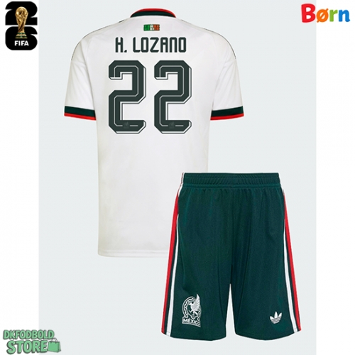 Mexico Hirving Lozano #22 Replika Babytøj Udebanesæt Børn VM 2026 Kortærmet (+ Korte bukser)